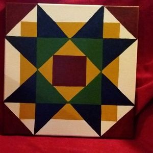 Mini Quilt Block Star Pattern - 12"x12" Canvas.